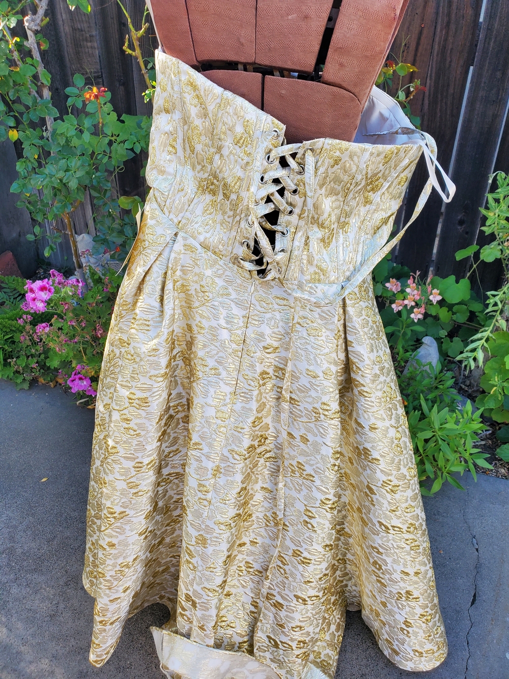JessaKae Gold Brocade Strapless Fit-and-Flare Dress - Picture 5 of 9